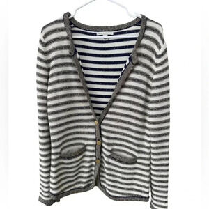 Banana Republic Navy and Gold Cardigan Sweater, Size Large,‎ Gold Buttons